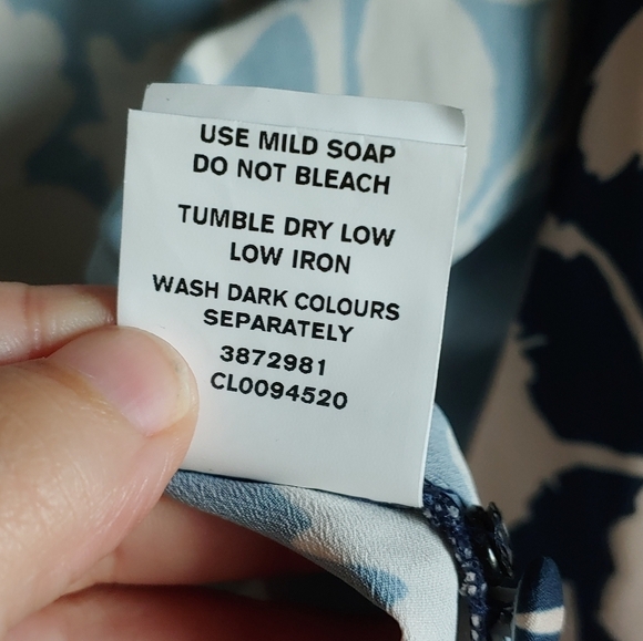 Wayward Fancies eShakti Blue Beige Floral Print Crepe Ruched Wrap Top Blouse - Picture 5 of 5